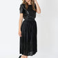 Black Satin Pleated Skirt