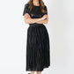 Black Satin Pleated Skirt