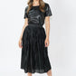 Black Satin Pleated Skirt