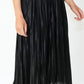 Black Satin Pleated Skirt