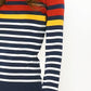 Navy and Rust Striped Cotton Top with Button Shoulder Detail