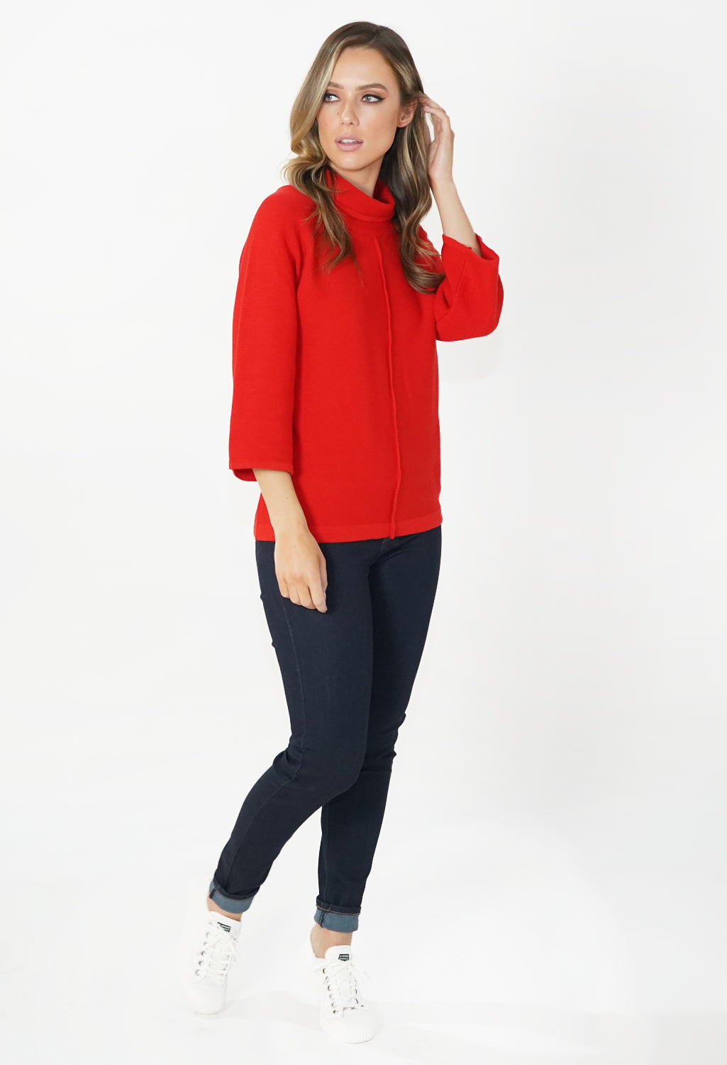 Red Roll Neck Knit