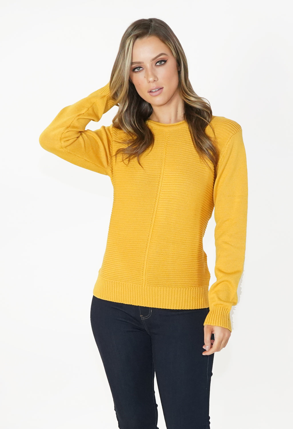 Mustard Round Neck Knit Jumper