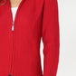 Red Cardigan with Scalloped Hem