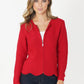 Red Cardigan with Scalloped Hem