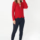 Red Cardigan with Scalloped Hem