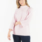 Soft Rose Roll Neck Ribbed Knit