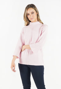 Soft Rose Roll Neck Ribbed Knit