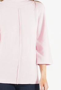 Soft Rose Roll Neck Ribbed Knit