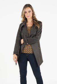 Espresso Open Front Biker Style Jacket