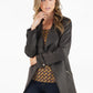 Espresso Open Front Biker Style Jacket