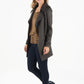 Espresso Open Front Biker Style Jacket