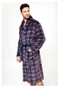 Navy/Red Check Dressing Gown