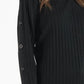 Black Ribbed Button Sleeve Top