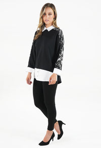 Black and White Oversized 2 in 1 Top