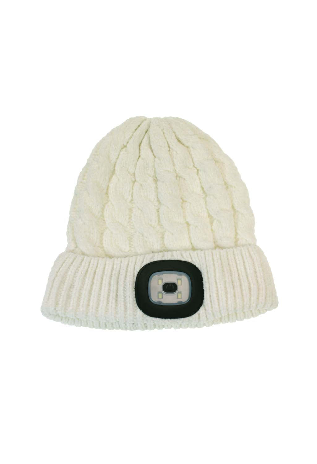 Off White Chenille LED Hat