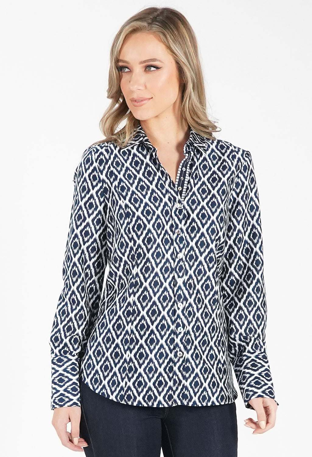 Blue Diamond Print Blouse