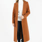 Cognac Wool Mix Longline Coat with Tie Waist