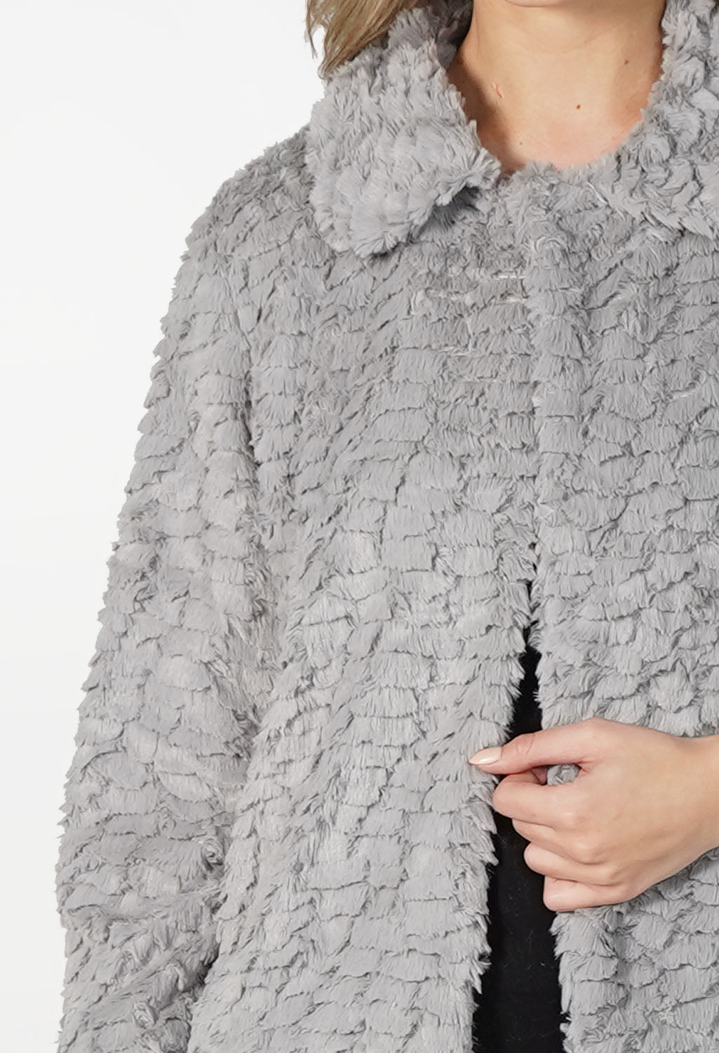 Grey Soft Faux Fur Jacket