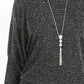 Silver and Black Metallic Top with Necklace