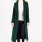 Green Wool Mix Longline Coat with Tie Waist