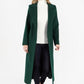 Green Wool Mix Longline Coat with Tie Waist