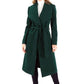 Green Waterfall Front Longline Coat with Tie Waist