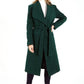 Green Waterfall Front Longline Coat with Tie Waist