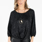 Black Animal Print Bat Wing Top