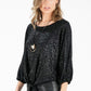 Black Animal Print Bat Wing Top