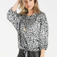 Silver and Black Animal Print Bat Wing Top