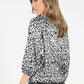 Silver and Black Animal Print Bat Wing Top