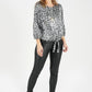 Silver and Black Animal Print Bat Wing Top