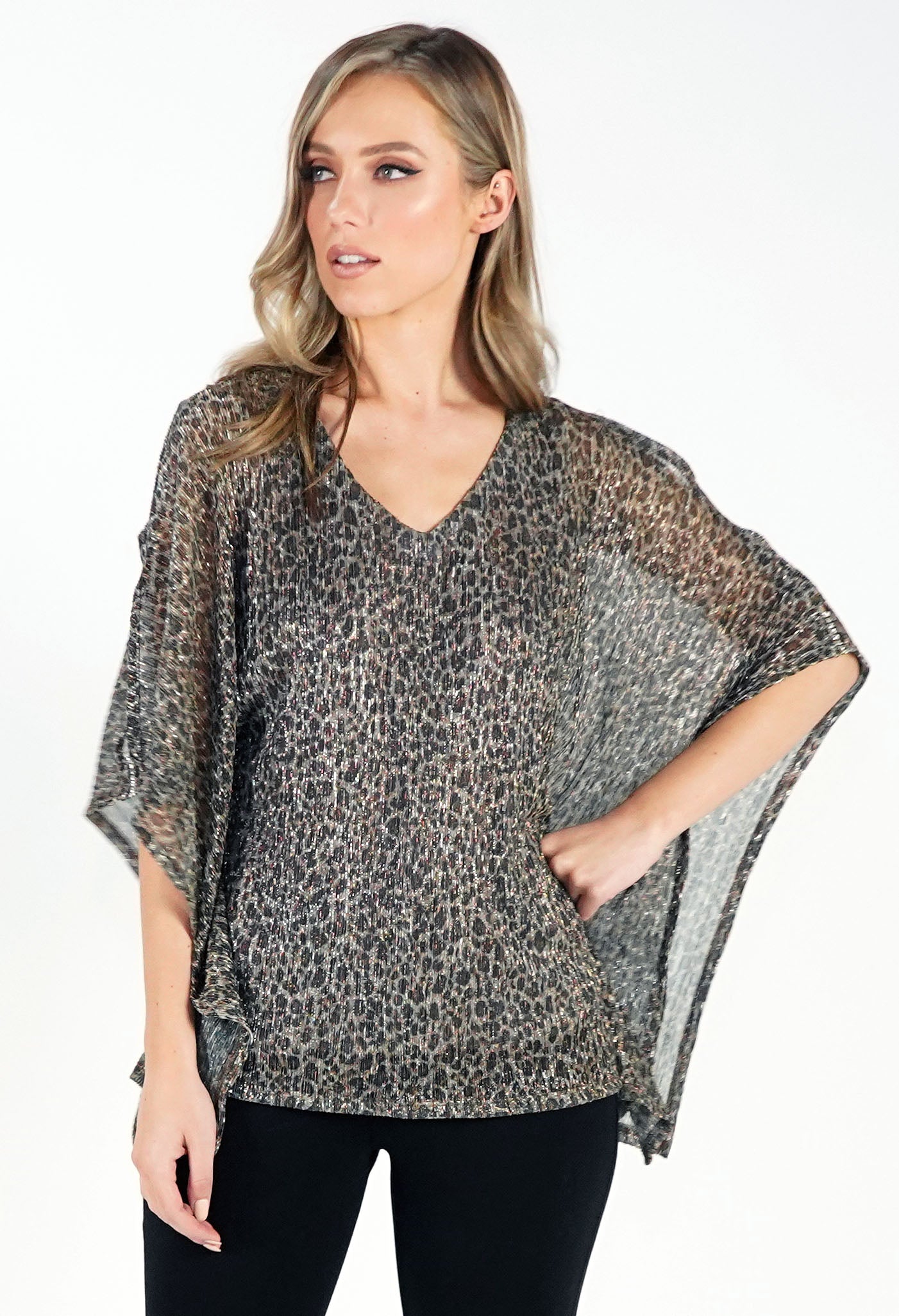 Leopard Print Diamonte Detail Top