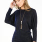 Blue and Black Metallic Top with Necklace