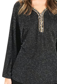 Black Metallic Embellished Top