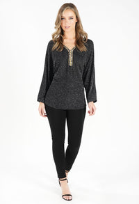 Black Metallic Embellished Top