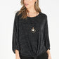 Black Sparkle Tie Waist Top with Necklace