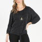 Black Sparkle Tie Waist Top with Necklace