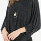 Black Sparkle Tie Waist Top with Necklace