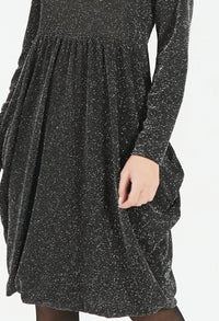 Black Round Neck Sparkly Dress