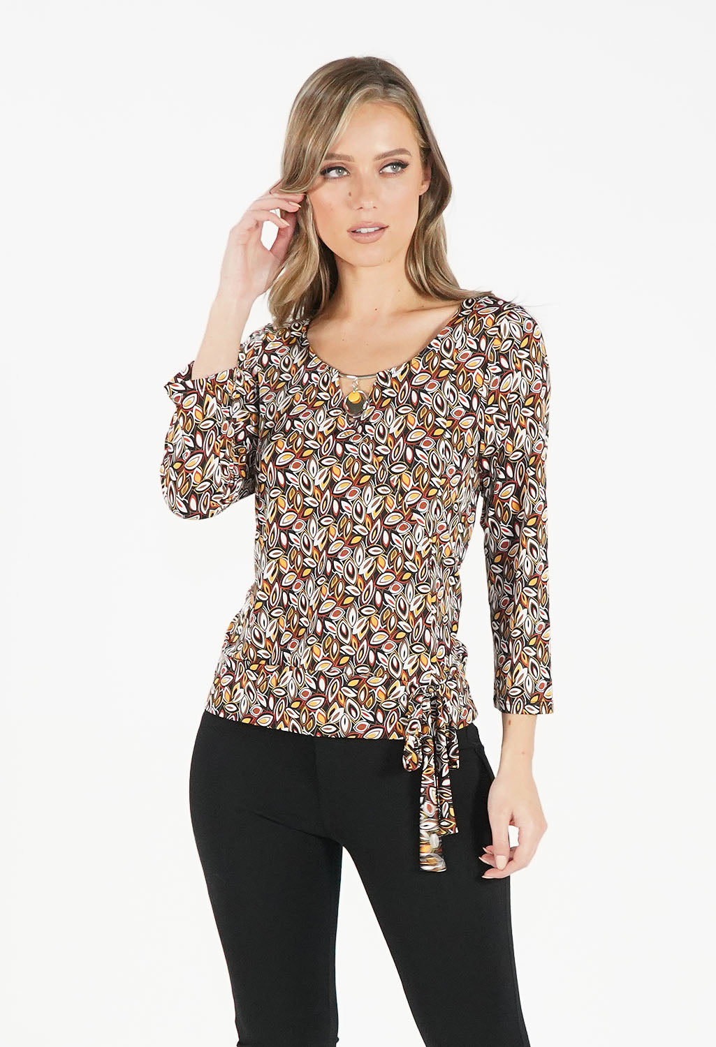 Black and Mustard Print Top