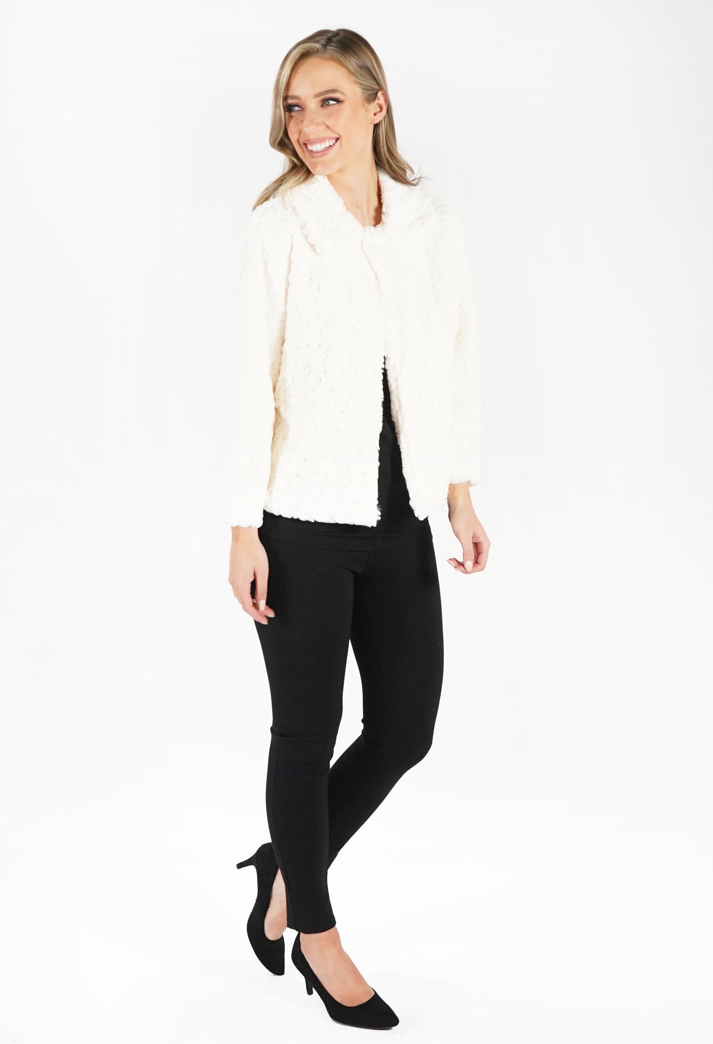 Cream Soft Faux Fur Jacket