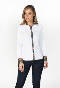 White Blouse with Paisley Detail