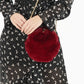 Burgundy Soft Faux Fur Bag with Chain Strap