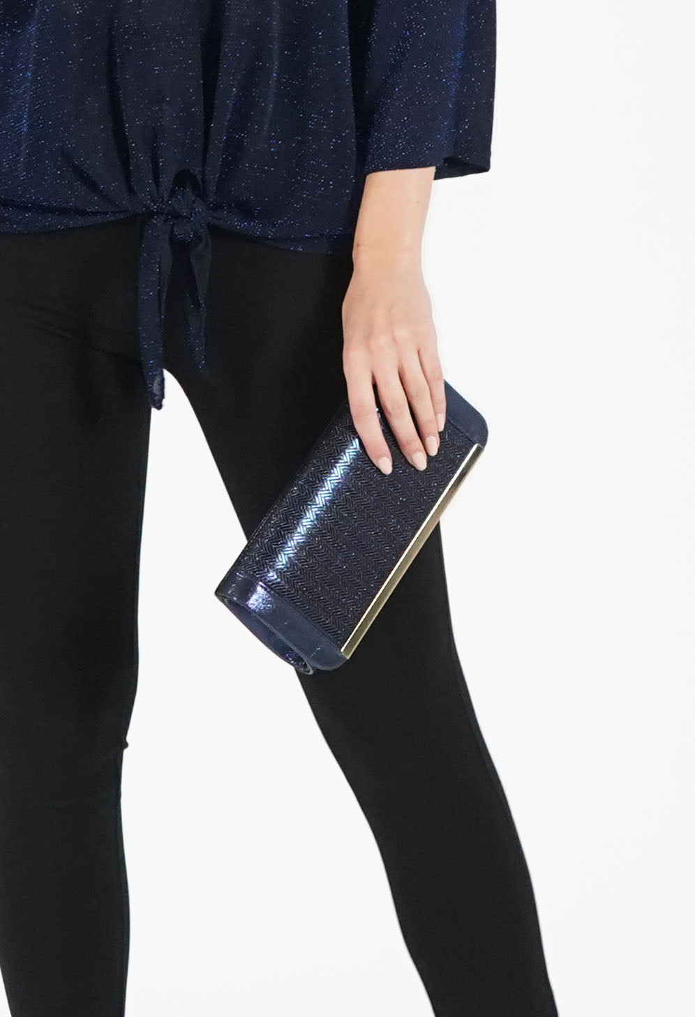 Metallic Navy Clutch Bag