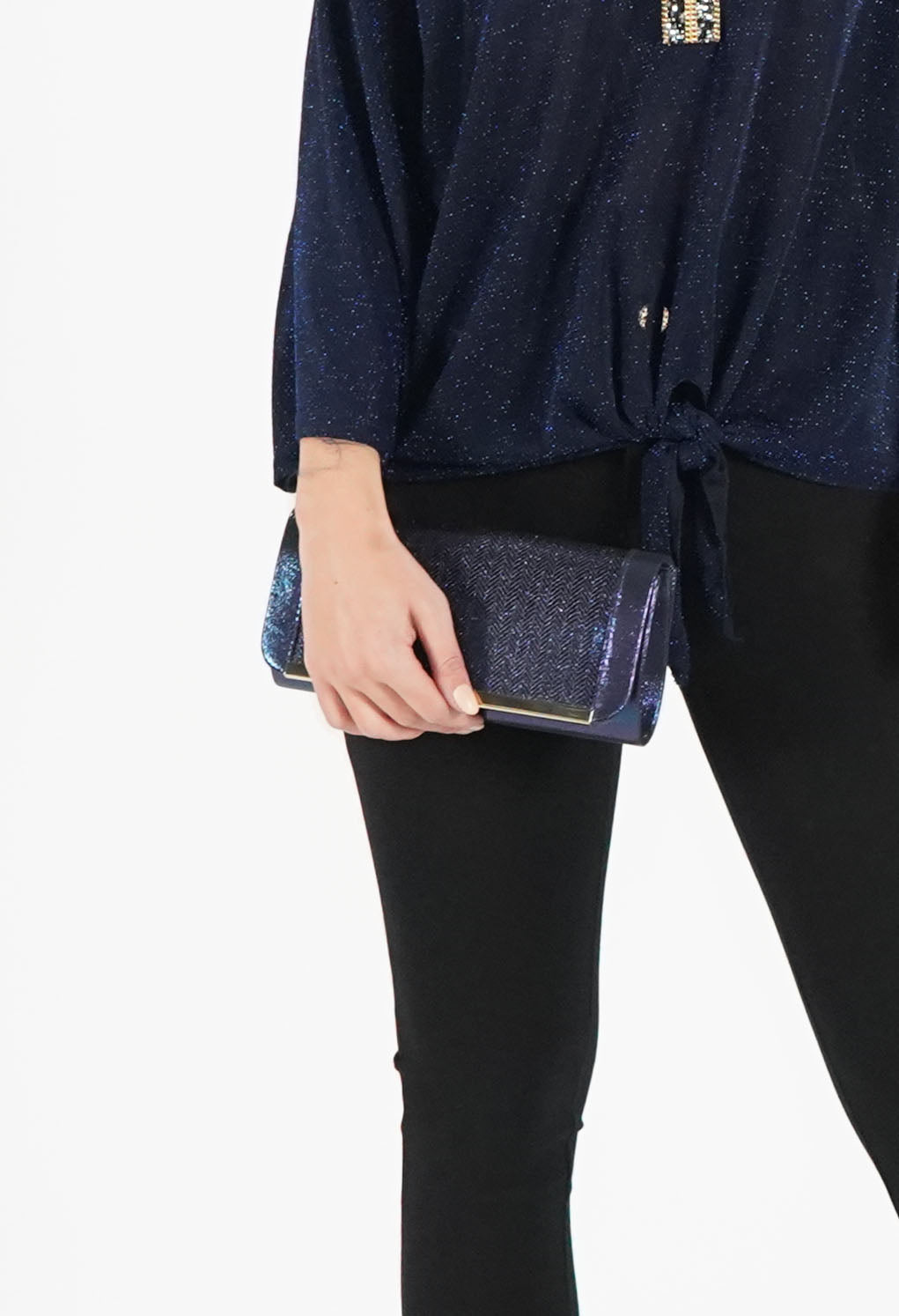 Metallic Navy Clutch Bag