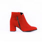 Red Microfibre Elegant Ankle Boot