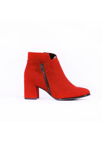 Red Microfibre Elegant Ankle Boot