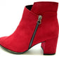 Red Microfibre Elegant Ankle Boot